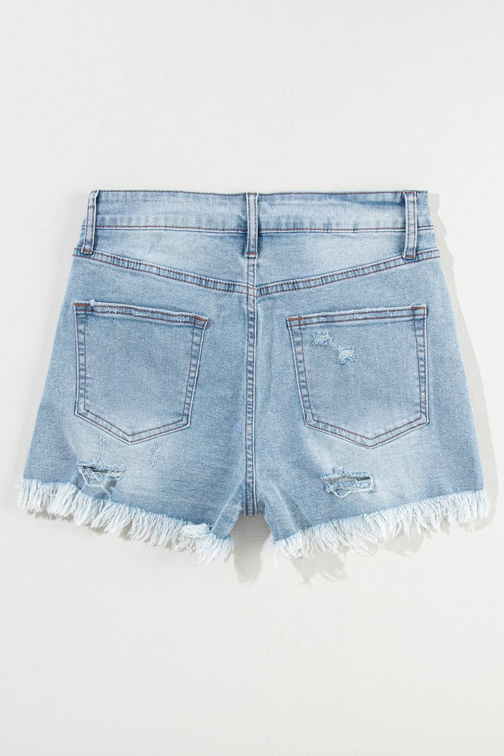 Women Distressed Raw Hem High Waist Denim Shorts | 6-16