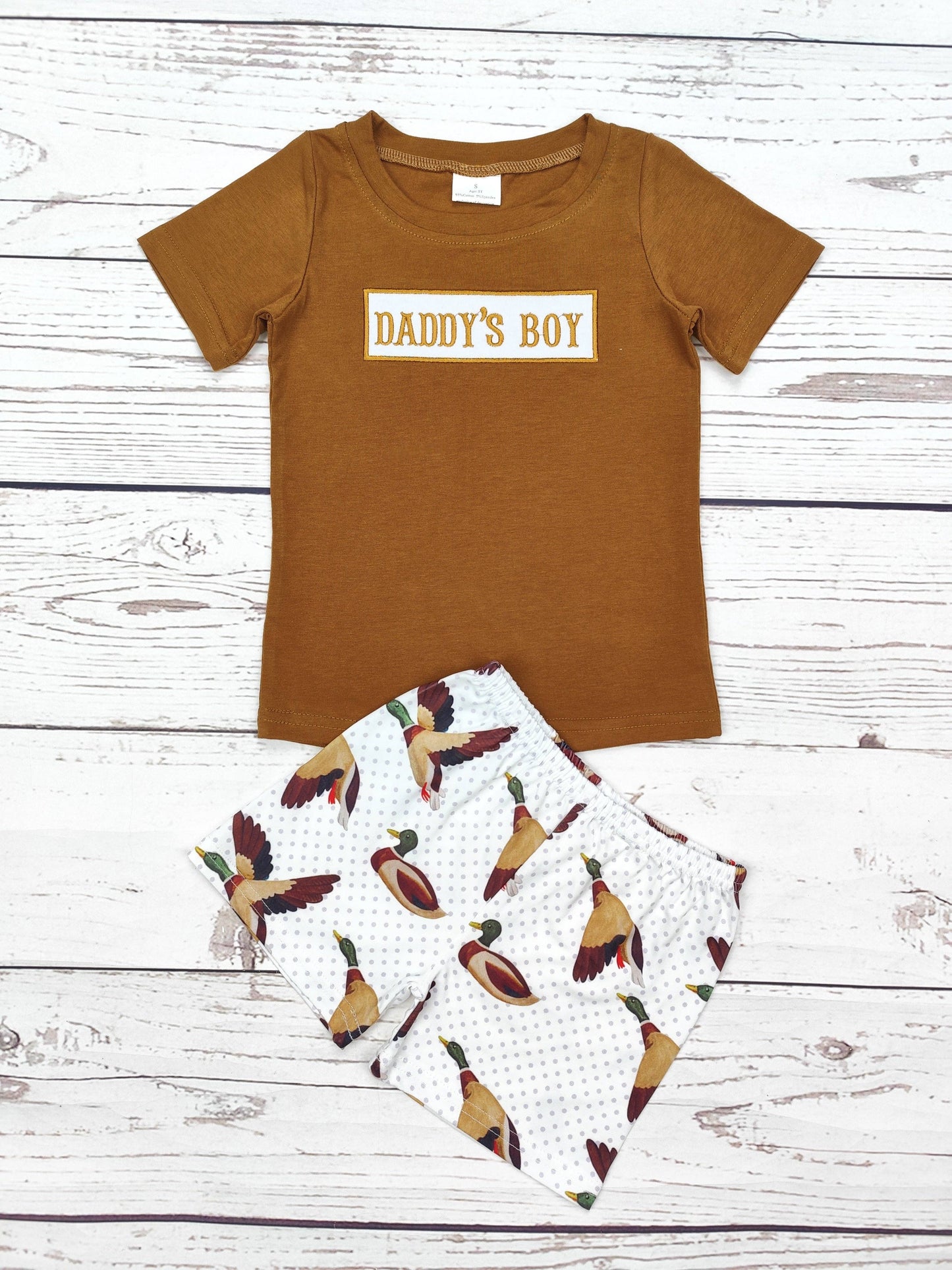 Daddy's Boy Appliqué Duck Print Summer Set