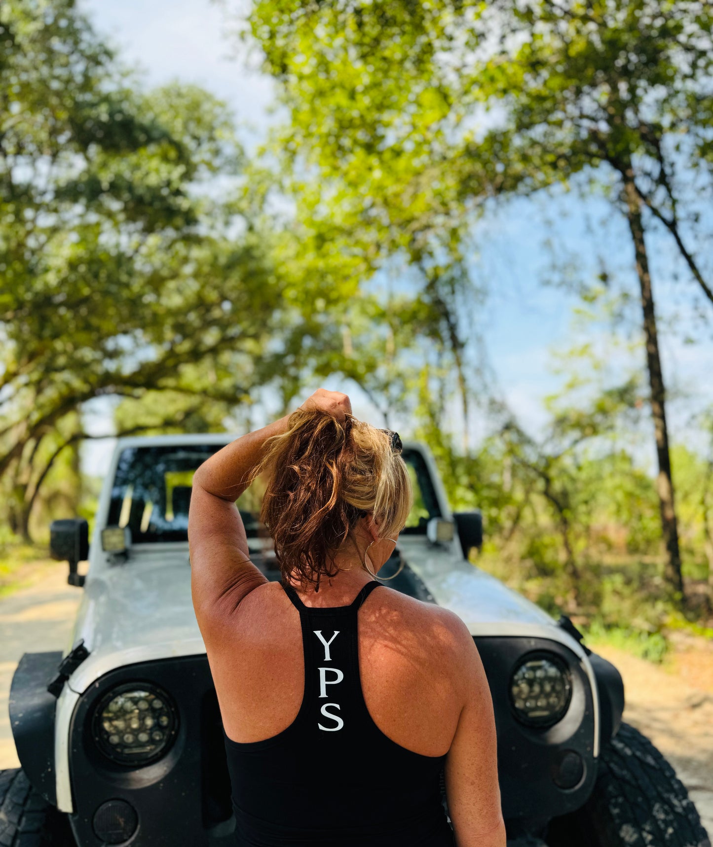 Black tank top with logo
