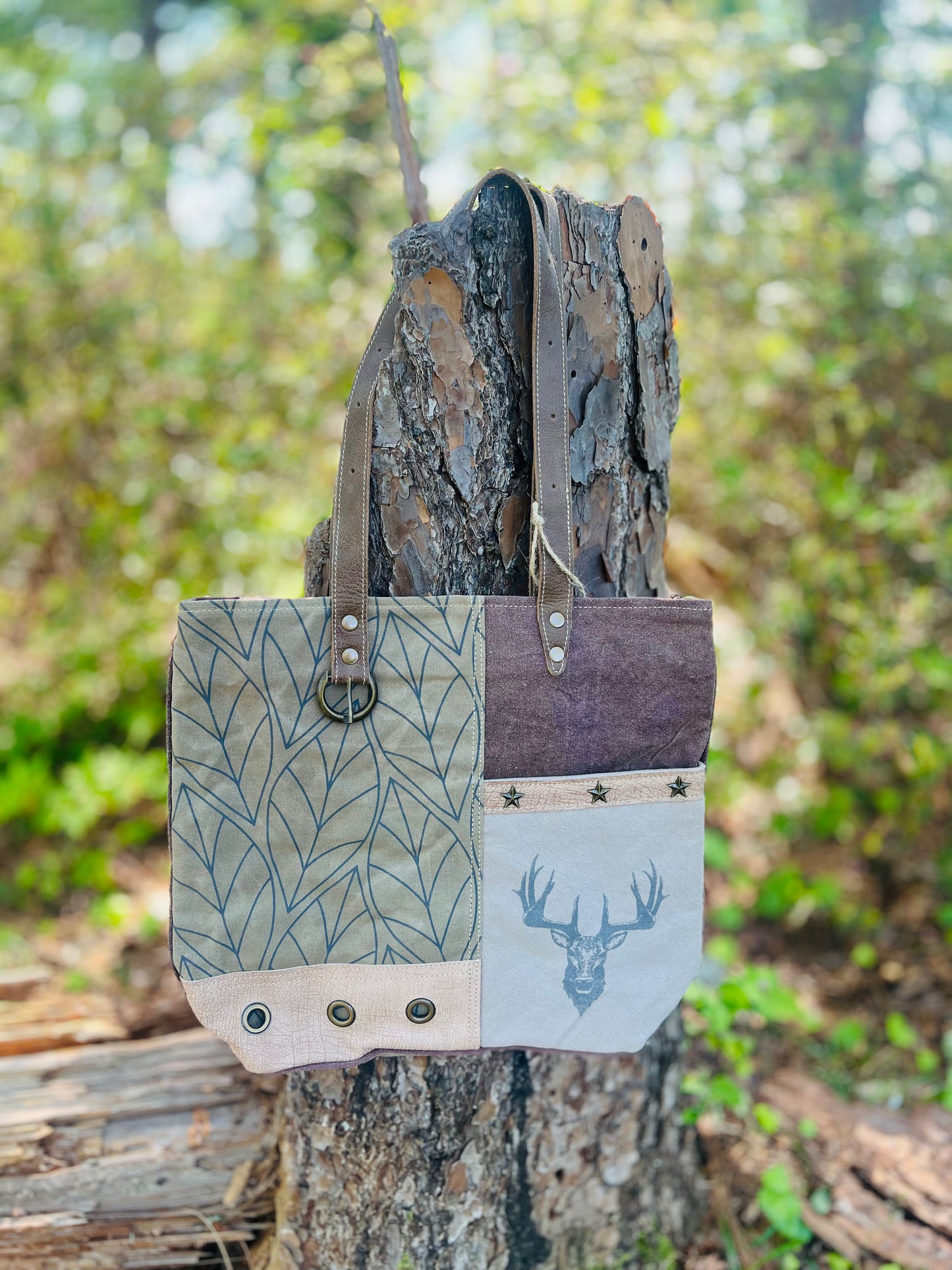 Brown Tone Antlers Tote Bag Accessories