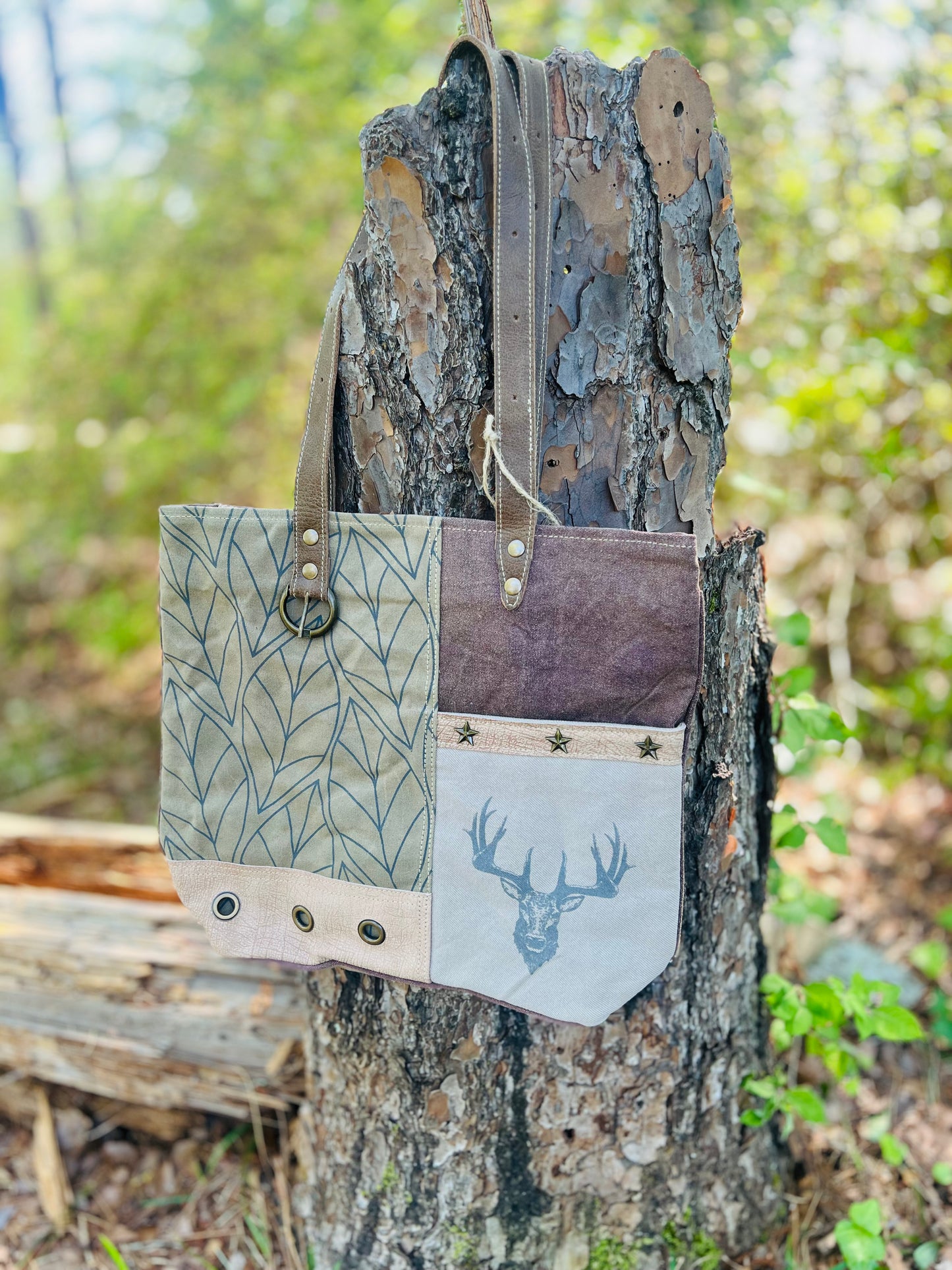Brown Tone Antlers Tote Bag Accessories