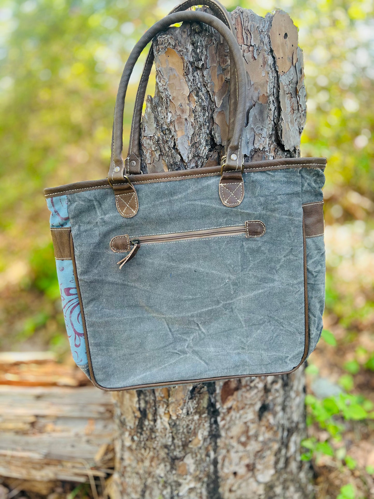 Blue and Brown Fish Canvas Tote Accessories