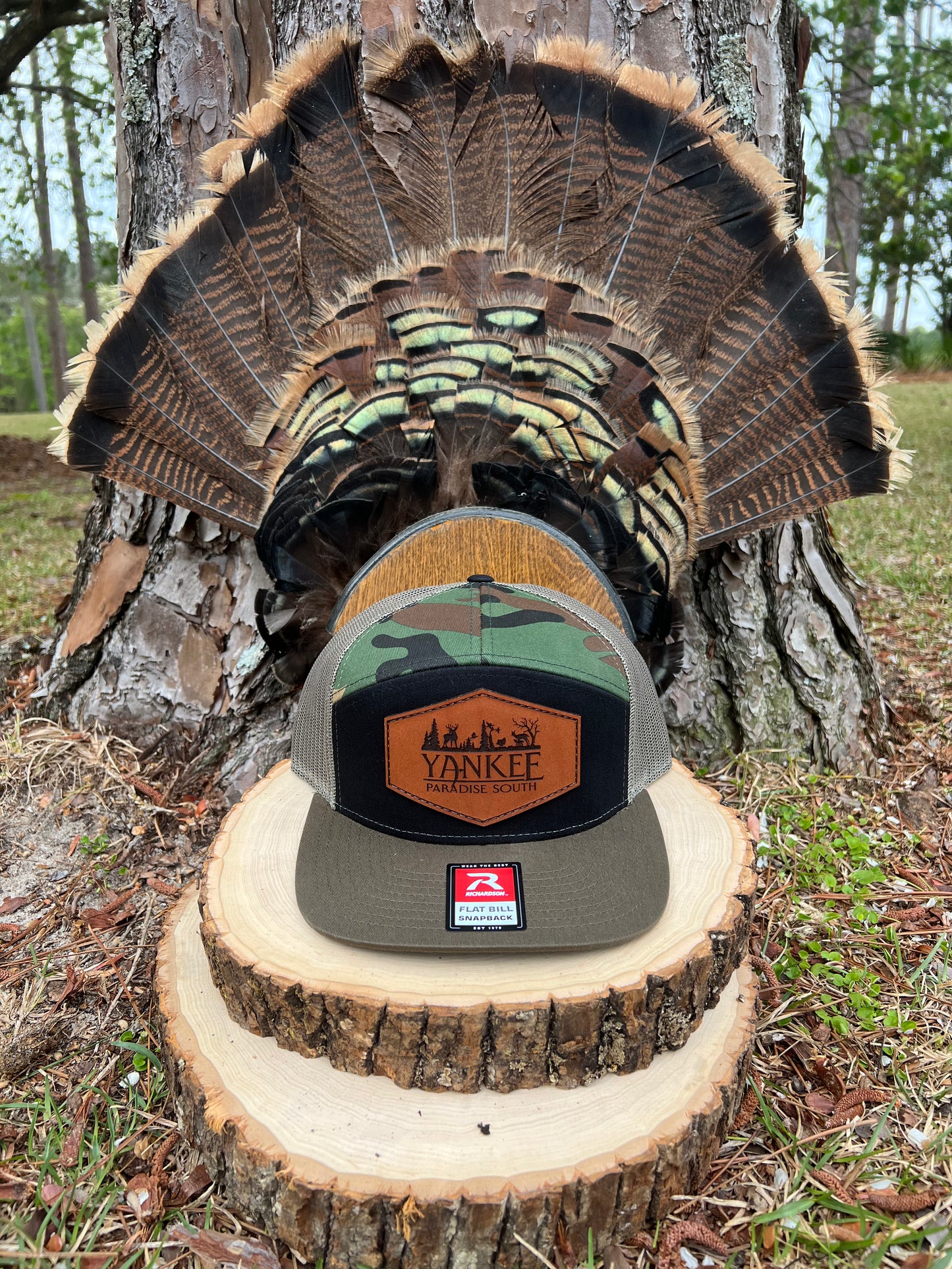 Richardson Flat Bill SnapBack Camo Brown Patch Hat