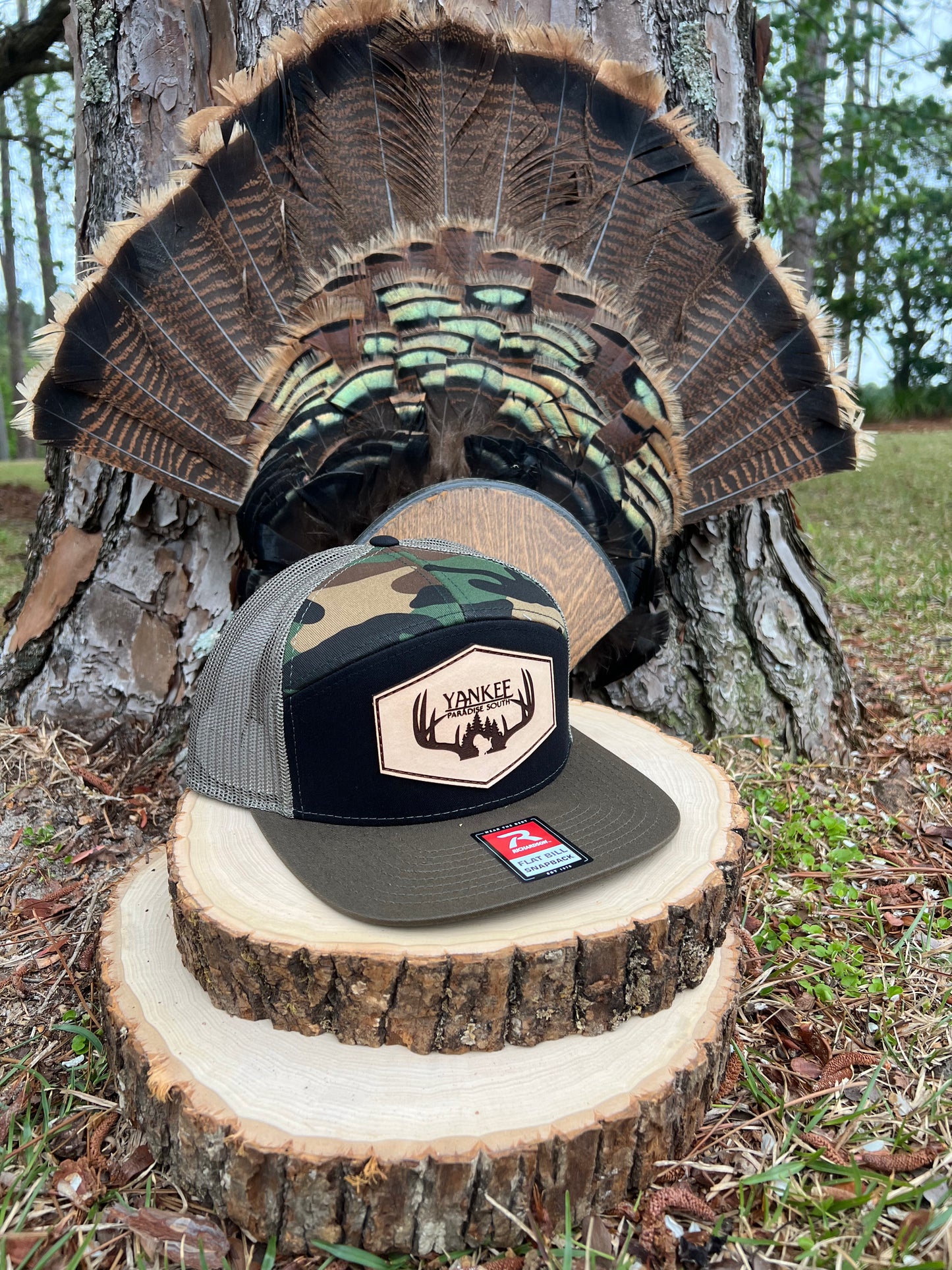 Richardson Flat Bill SnapBack Camo Cream Patch Hat