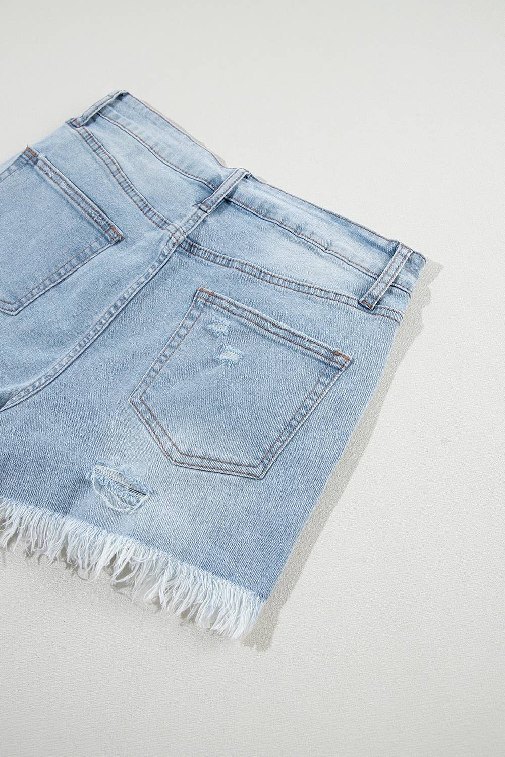 Women Distressed Raw Hem High Waist Denim Shorts | 6-16