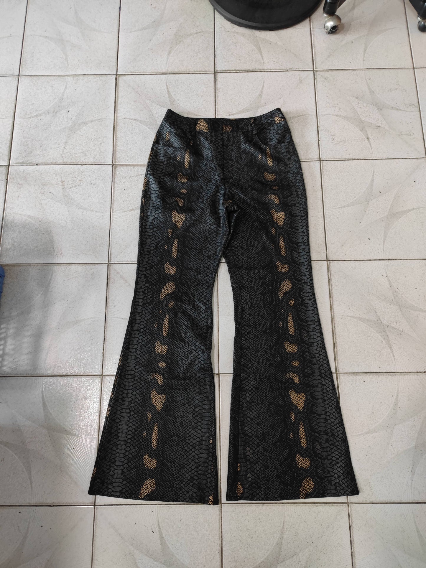 Snake Texture Tight Bell Pants CY011