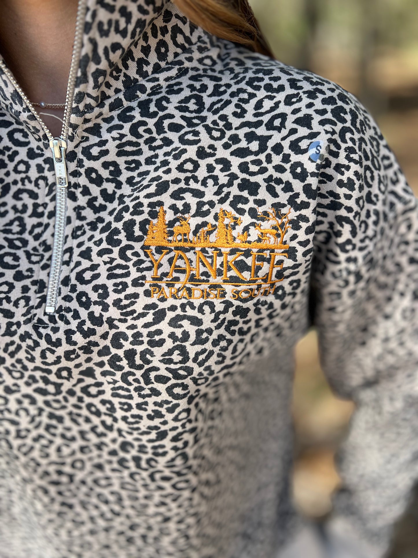 Quarter Zip Leopard Sweatshirt Apparel
