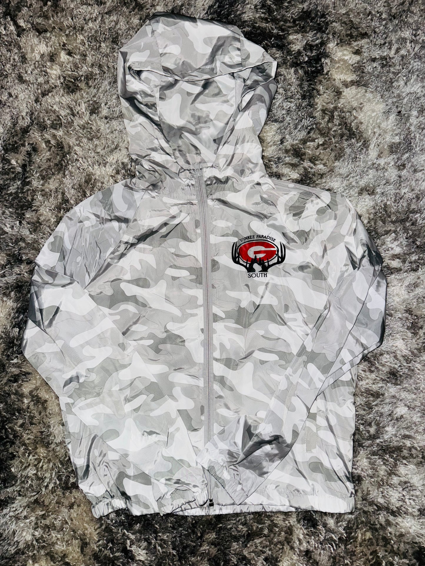 Stylish Windbreaker Activewear Set Grey/White Camo Apparel