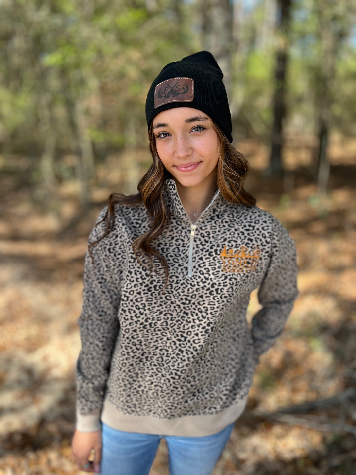 Quarter Zip Leopard Sweatshirt Apparel